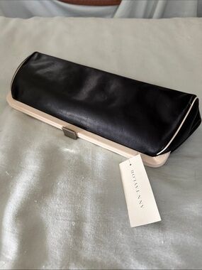 Ann Taylor Black and Cream Frame Clutch